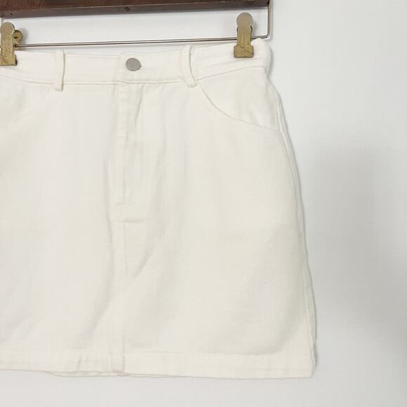 VICI Down Memory Lane Denim Mini Skirt White Small S - Picture 3 of 6